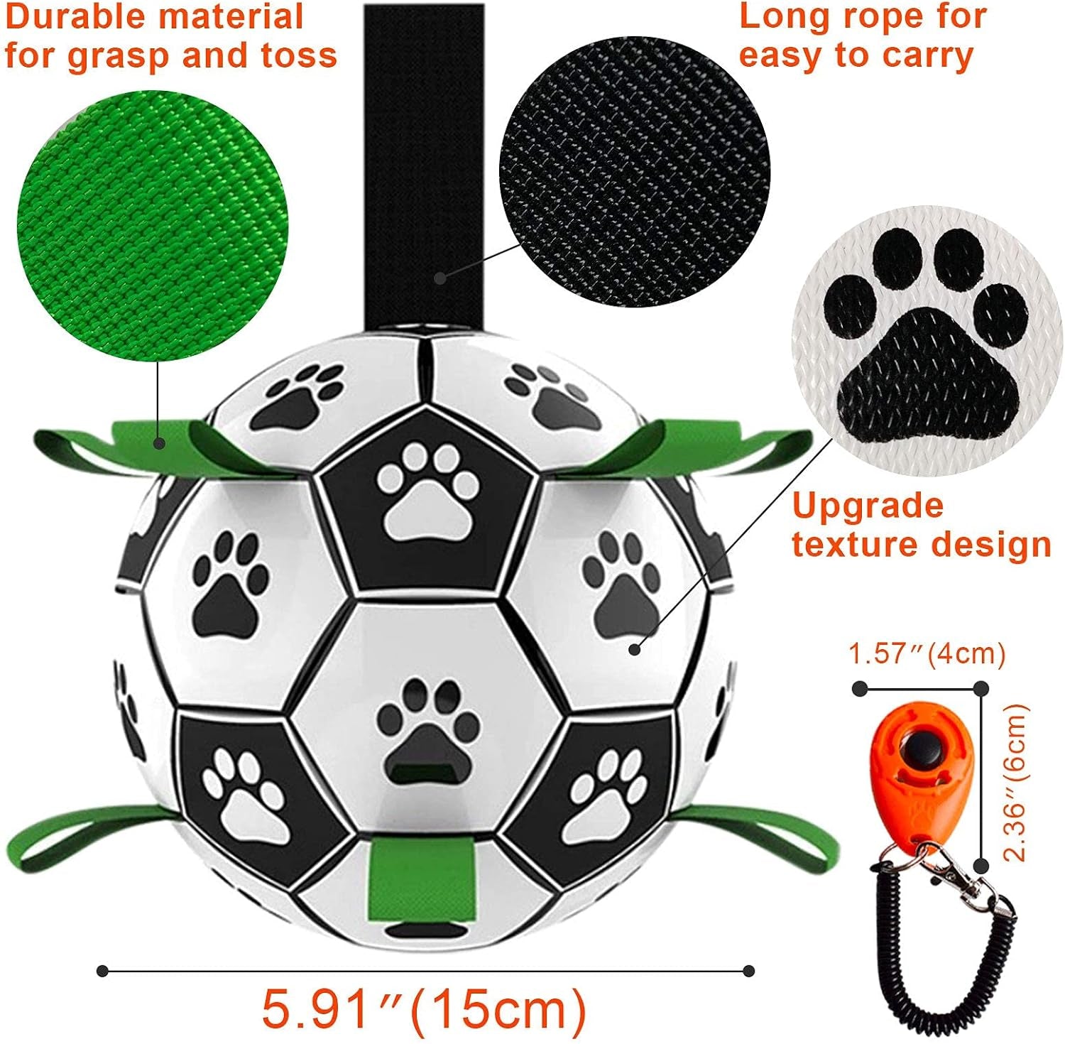 Dog Soccer Ball with Grab Tabs, Interactive Football Puppy Balls for Small & Medium Breeds, Fun Water Pet Dog Toys