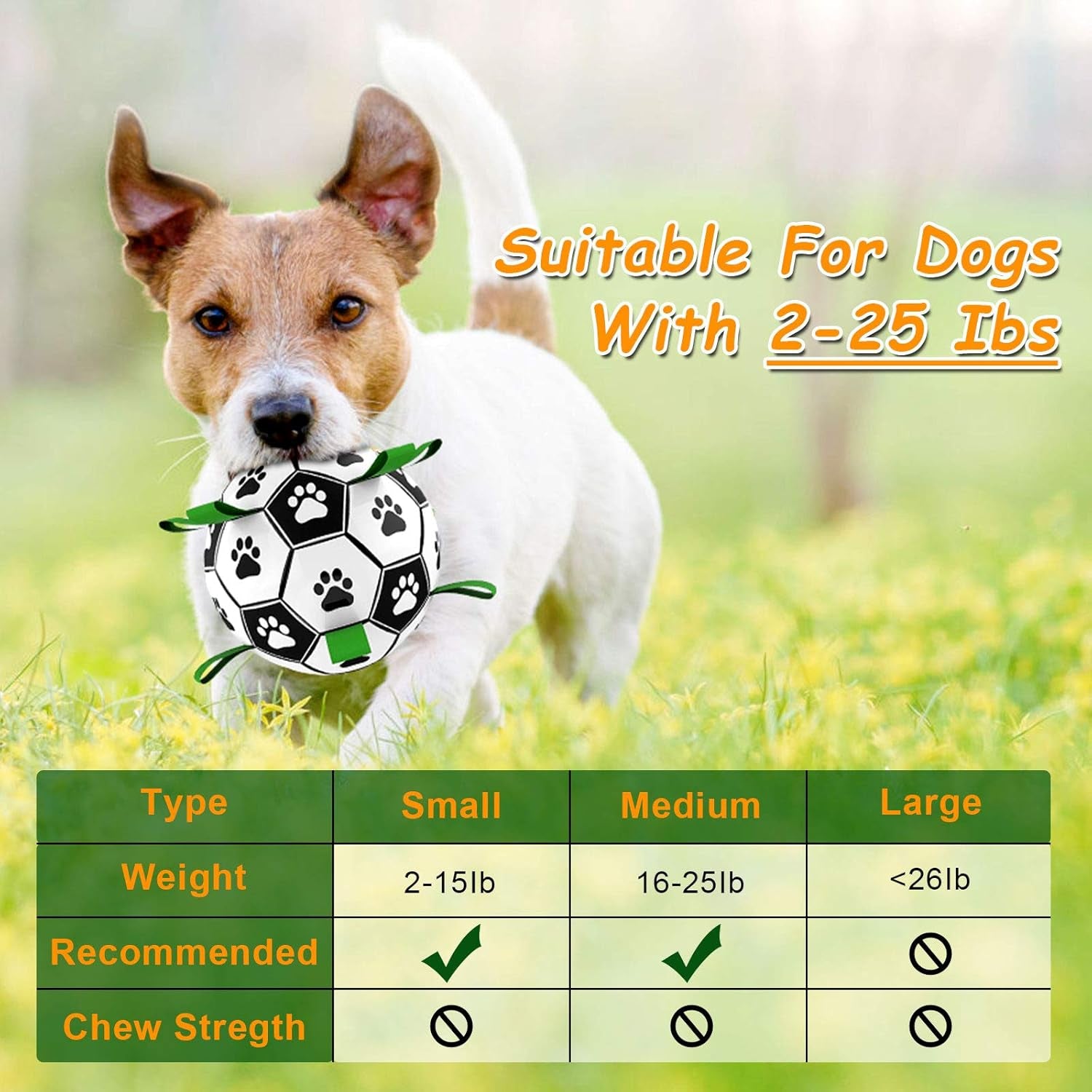 Dog Soccer Ball with Grab Tabs, Interactive Football Puppy Balls for Small & Medium Breeds, Fun Water Pet Dog Toys