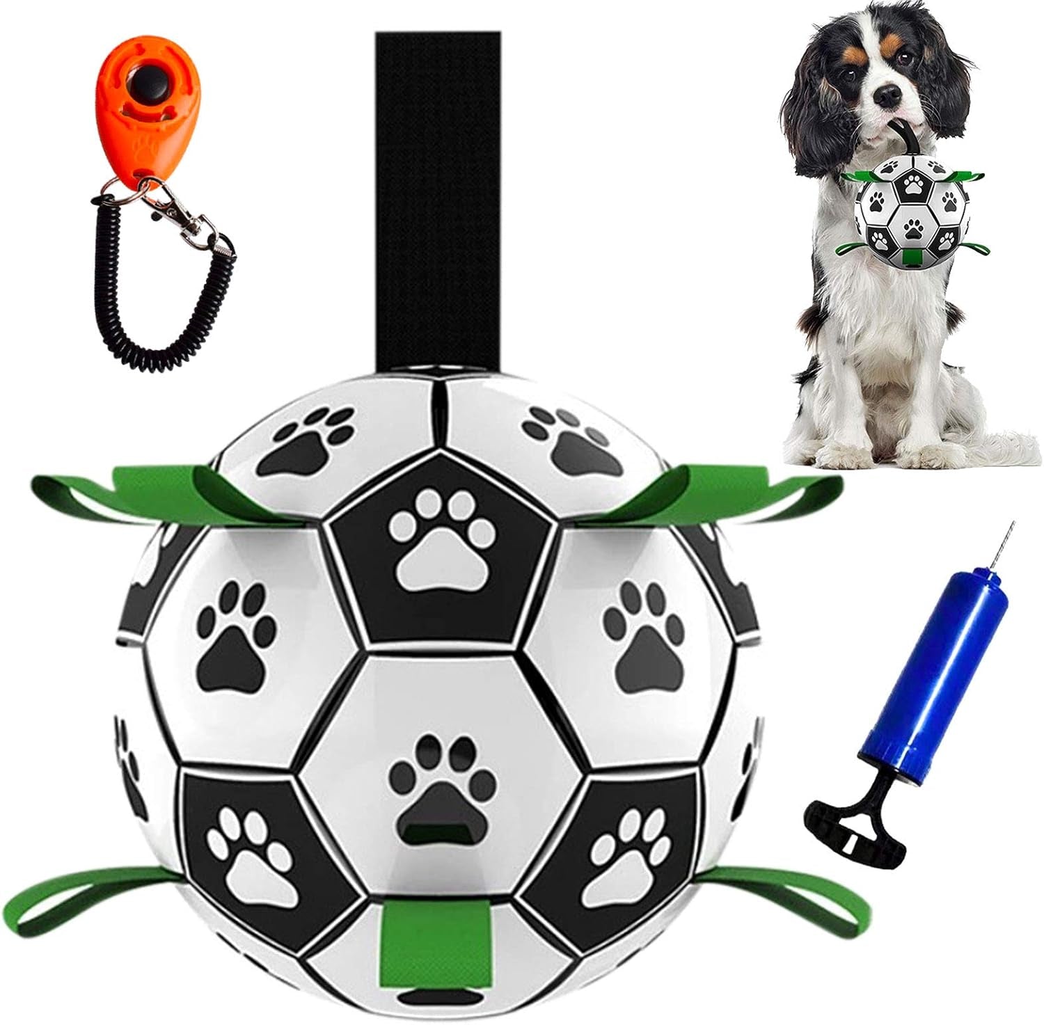 Dog Soccer Ball with Grab Tabs, Interactive Football Puppy Balls for Small & Medium Breeds, Fun Water Pet Dog Toys