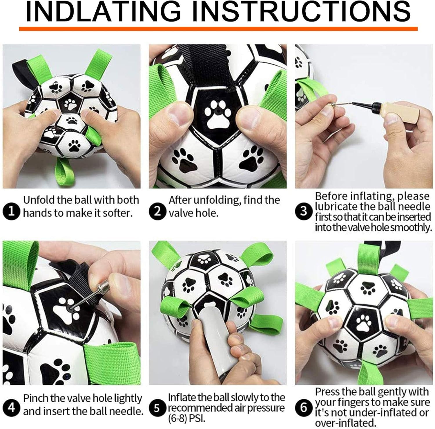 Dog Soccer Ball with Grab Tabs, Interactive Football Puppy Balls for Small & Medium Breeds, Fun Water Pet Dog Toys